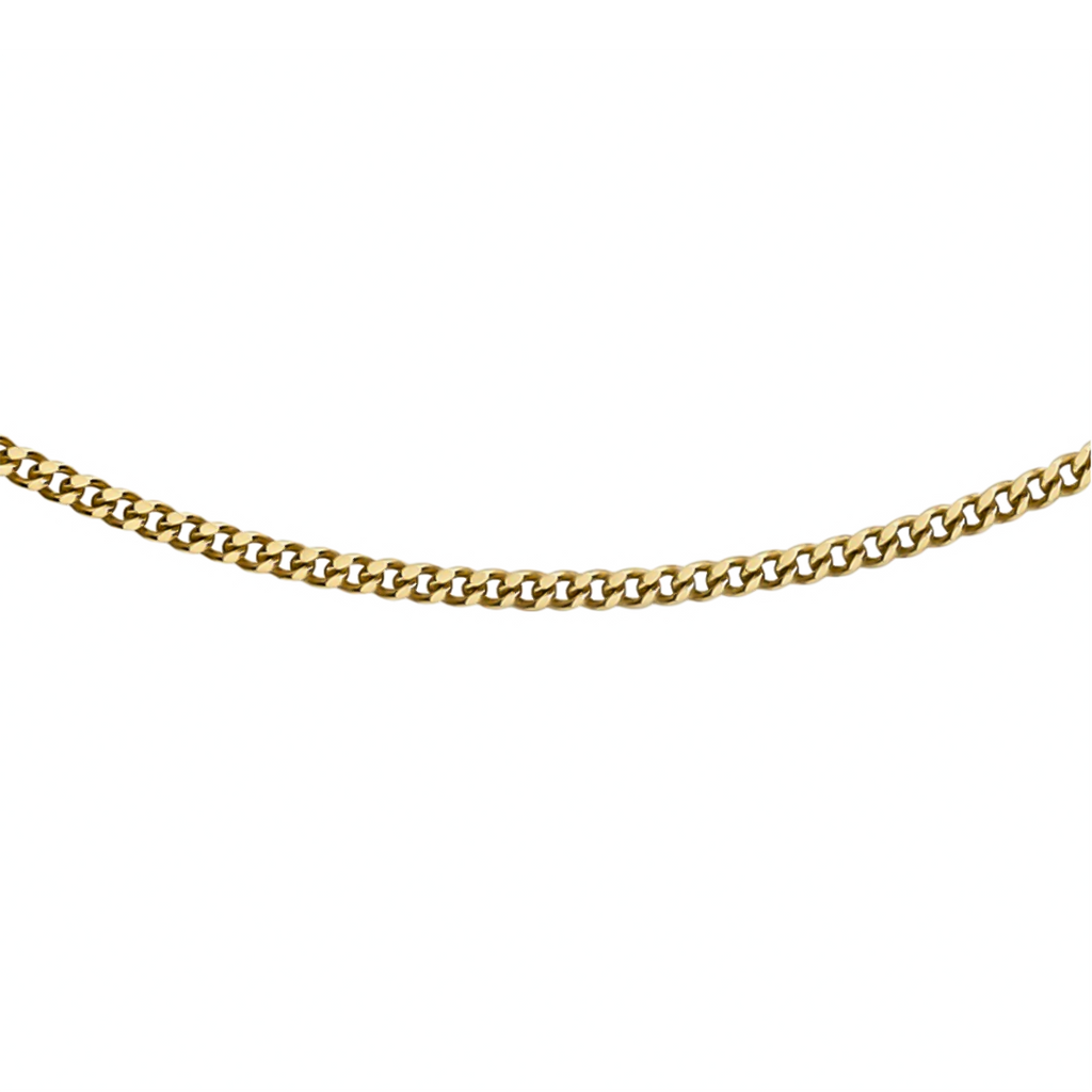 9K Yellow Gold Diamond Cut Curb Necklace (Size - 20) With Spring Ring Clasp_7929130_1