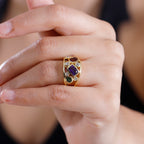 Designer Inspired Closeout - The COCKTAIL Ring - African Amethyst & Multi Gemstones Cluster Ring in 18K Vermeil Yellow Gold Plated Sterling Silver 2.58 Ct_7929363_1