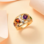 Designer Inspired Closeout - The COCKTAIL Ring - African Amethyst & Multi Gemstones Cluster Ring in 18K Vermeil Yellow Gold Plated Sterling Silver 2.58 Ct_7929363_2