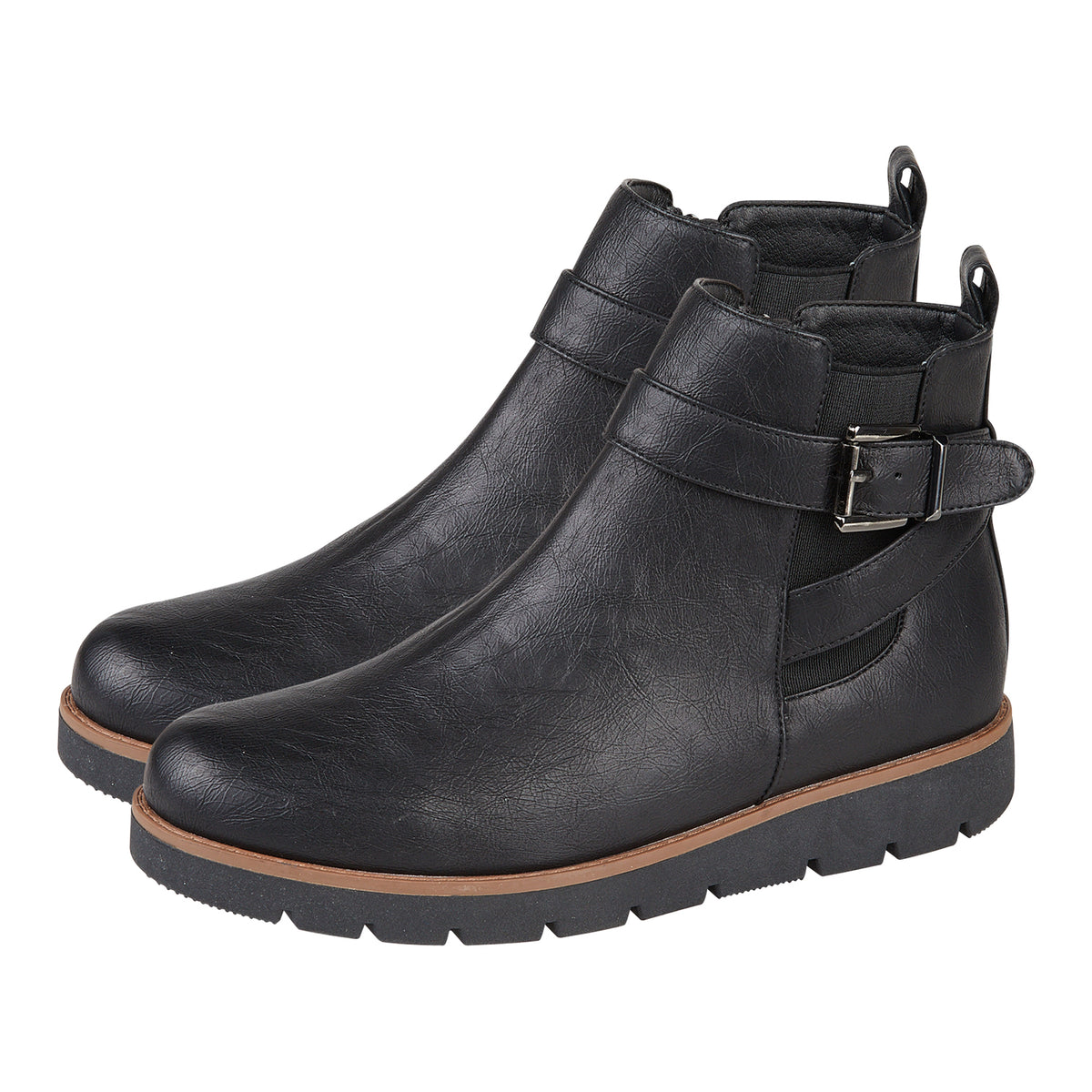 Ladies GAYNOR Chelsea Boots with Buckle Strap (Size 6) - Black V32515560 0