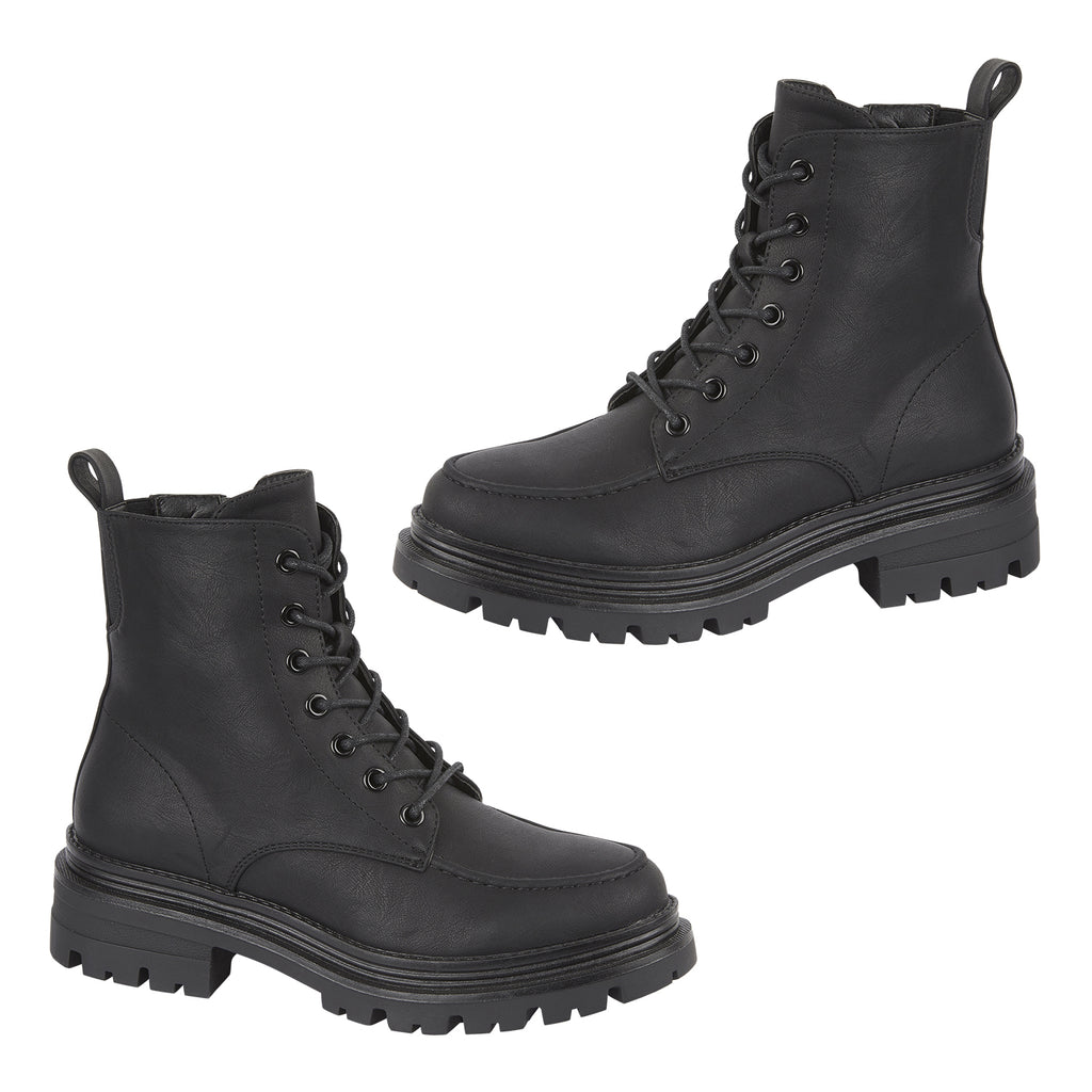 JO and JOE Montreal Lace-Up Military Style Ankle Boots (Size 4) - Black_7930470