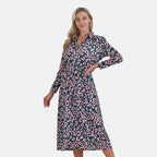 La marey Jersey Leopard Print Midi Dress with Waistband (Size M, 12-14) - Green & Pink_7931120_2