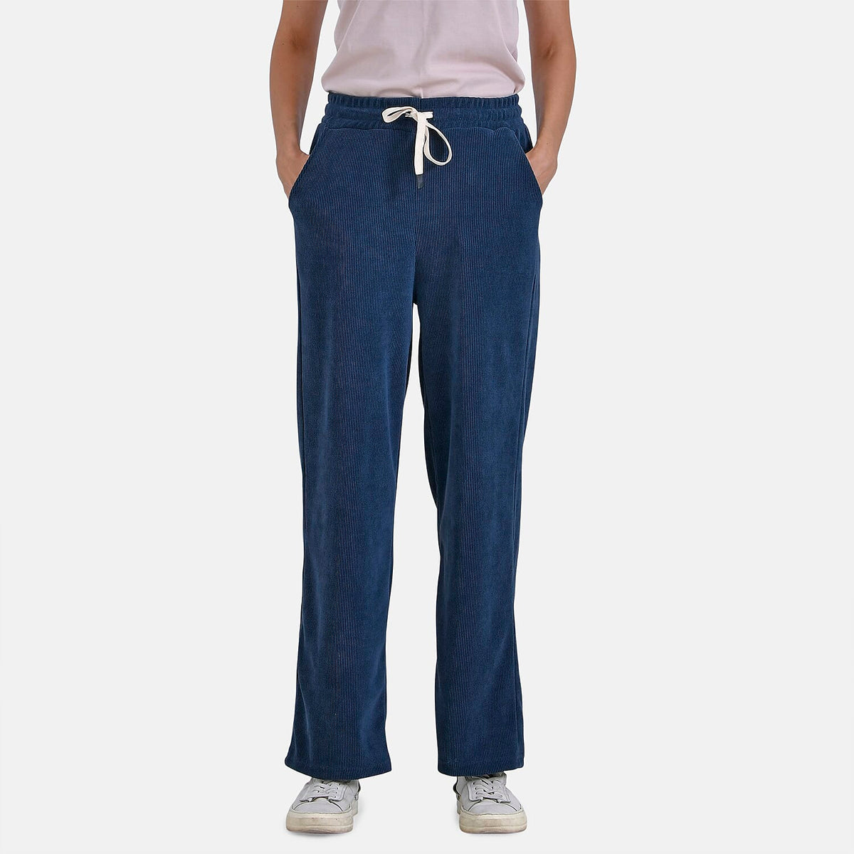 Tamsy Women's Relaxed Fit Corduroy Straight Leg Pants (Size XL) - Blue V32574900 0