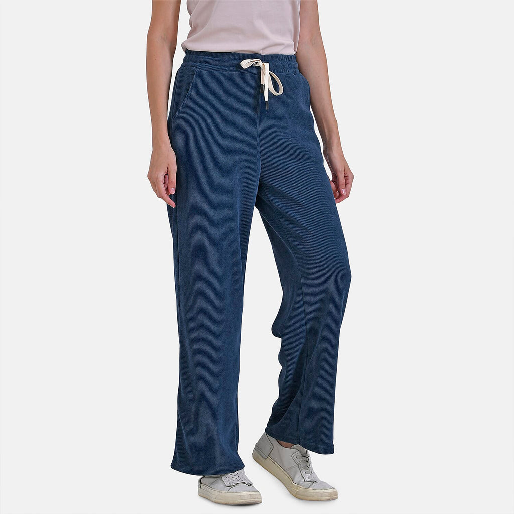 Tamsy Women's Relaxed Fit Corduroy Straight Leg Pants (Size XL) - Blue_7932316_2