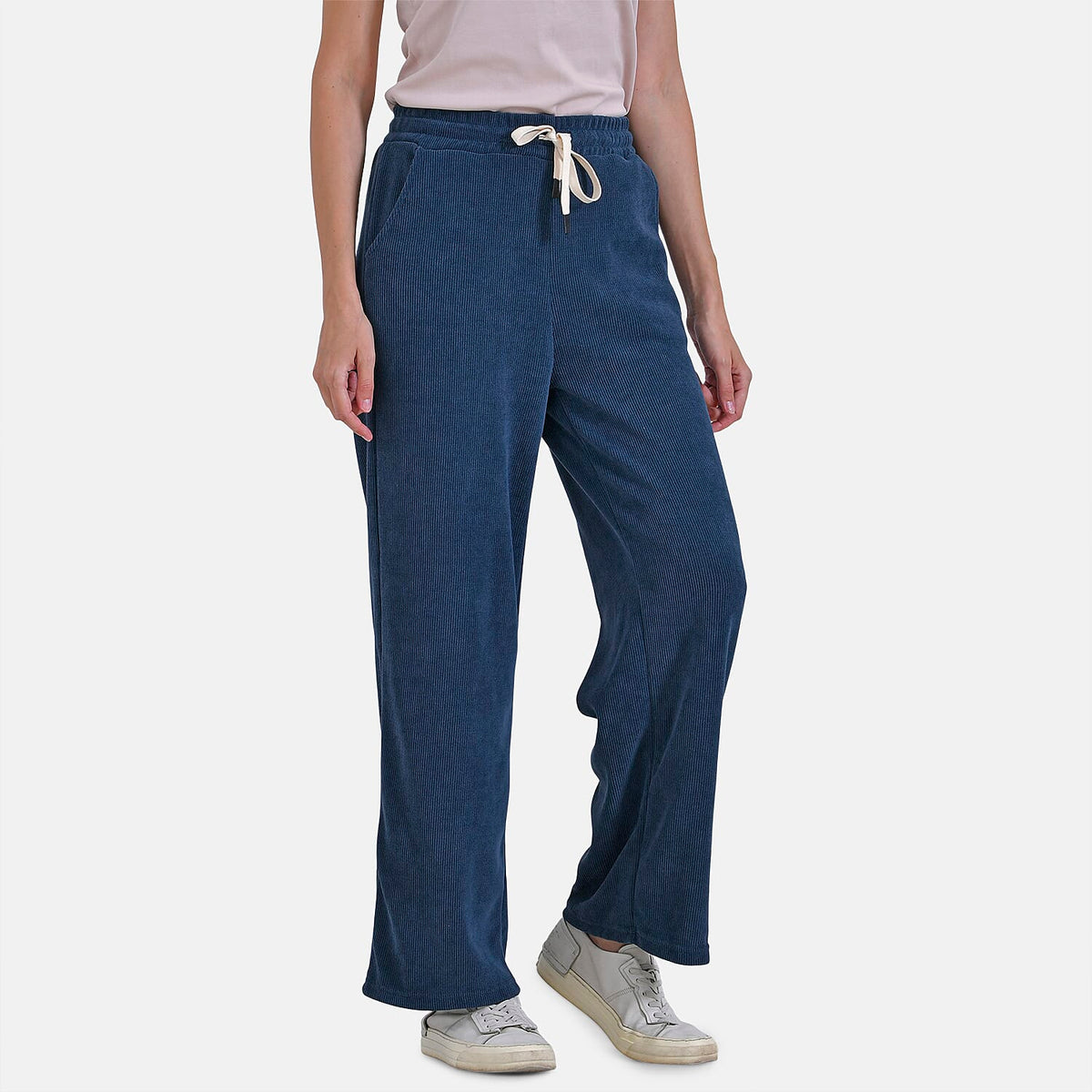 Tamsy Women's Relaxed Fit Corduroy Straight Leg Pants (Size XL) - Blue V32574900 3