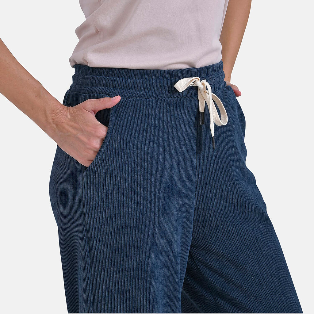 Tamsy Women's Relaxed Fit Corduroy Straight Leg Pants (Size XL) - Blue_7932316_4