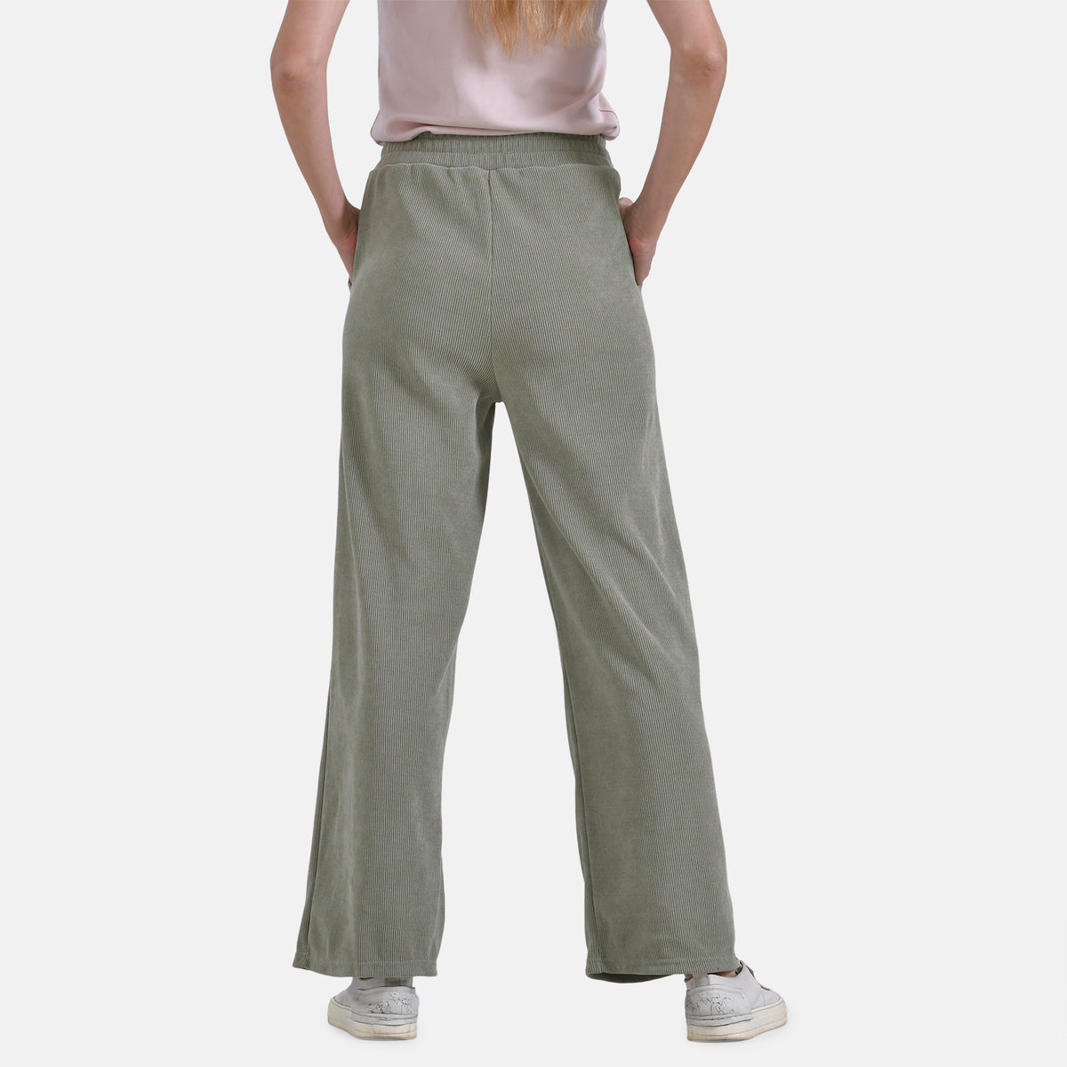 Tamsy Women's Relaxed Fit Corduroy Straight Leg Pants (Size XL) - Olive Green V32512272 2