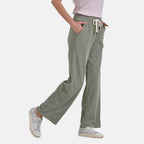 Tamsy Women's Relaxed Fit Corduroy Straight Leg Pants (Size XL) - Olive Green_7932345_2