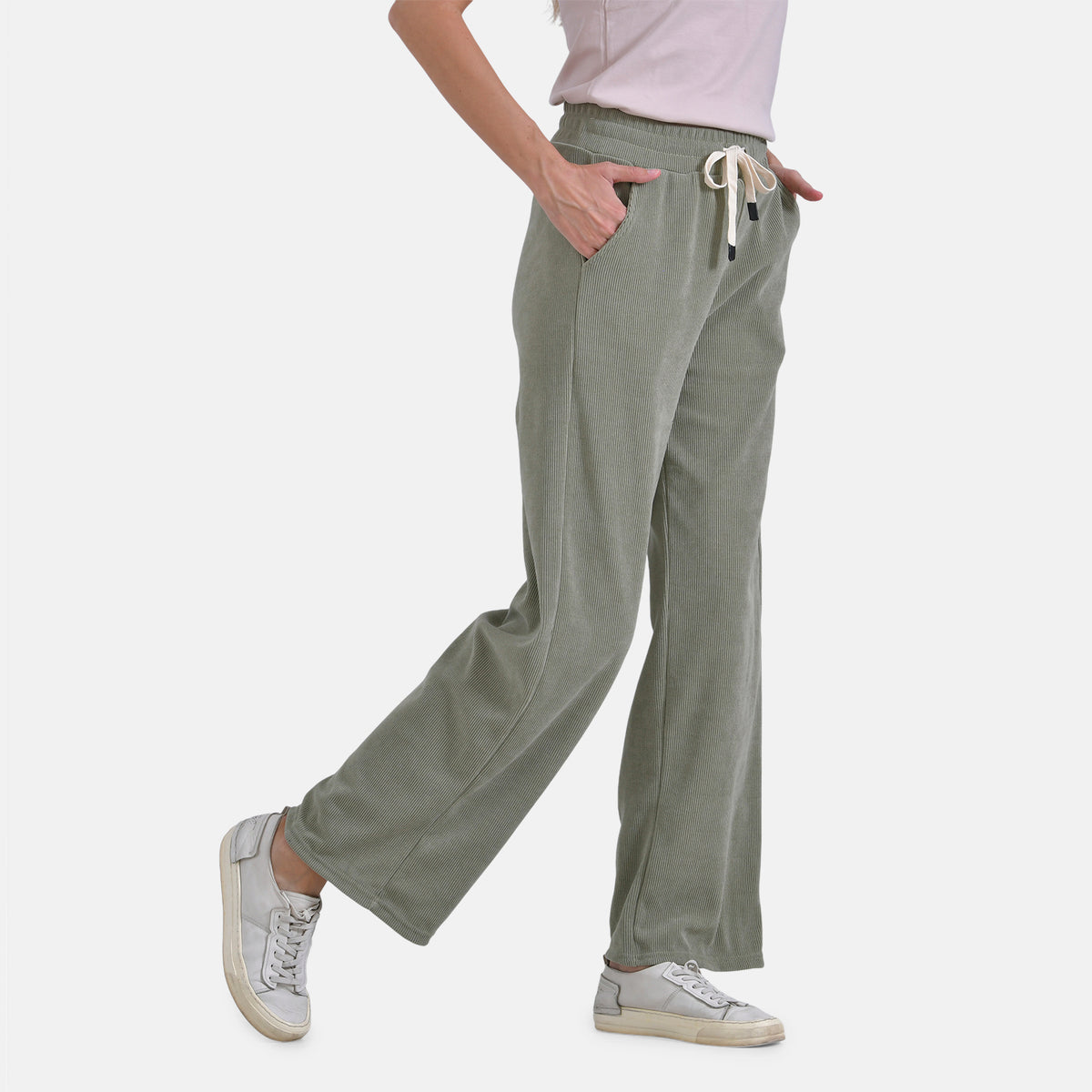 Tamsy Women's Relaxed Fit Corduroy Straight Leg Pants (Size XL) - Olive Green V32512272 3