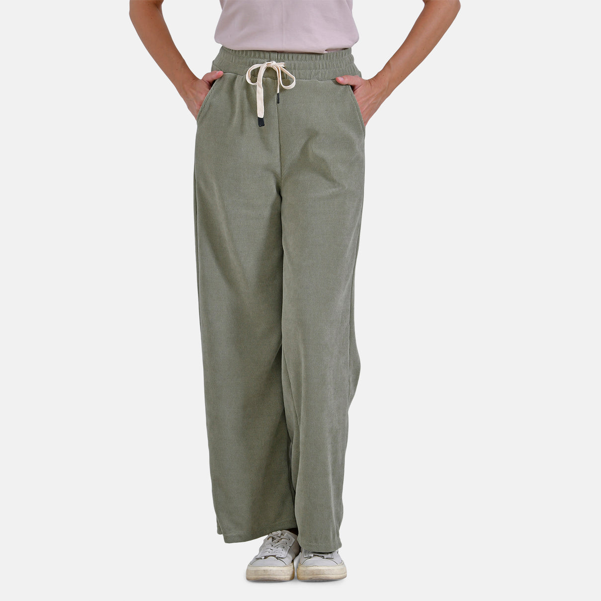 Tamsy Women's Relaxed Fit Corduroy Straight Leg Pants (Size XL) - Olive Green V32512272 4