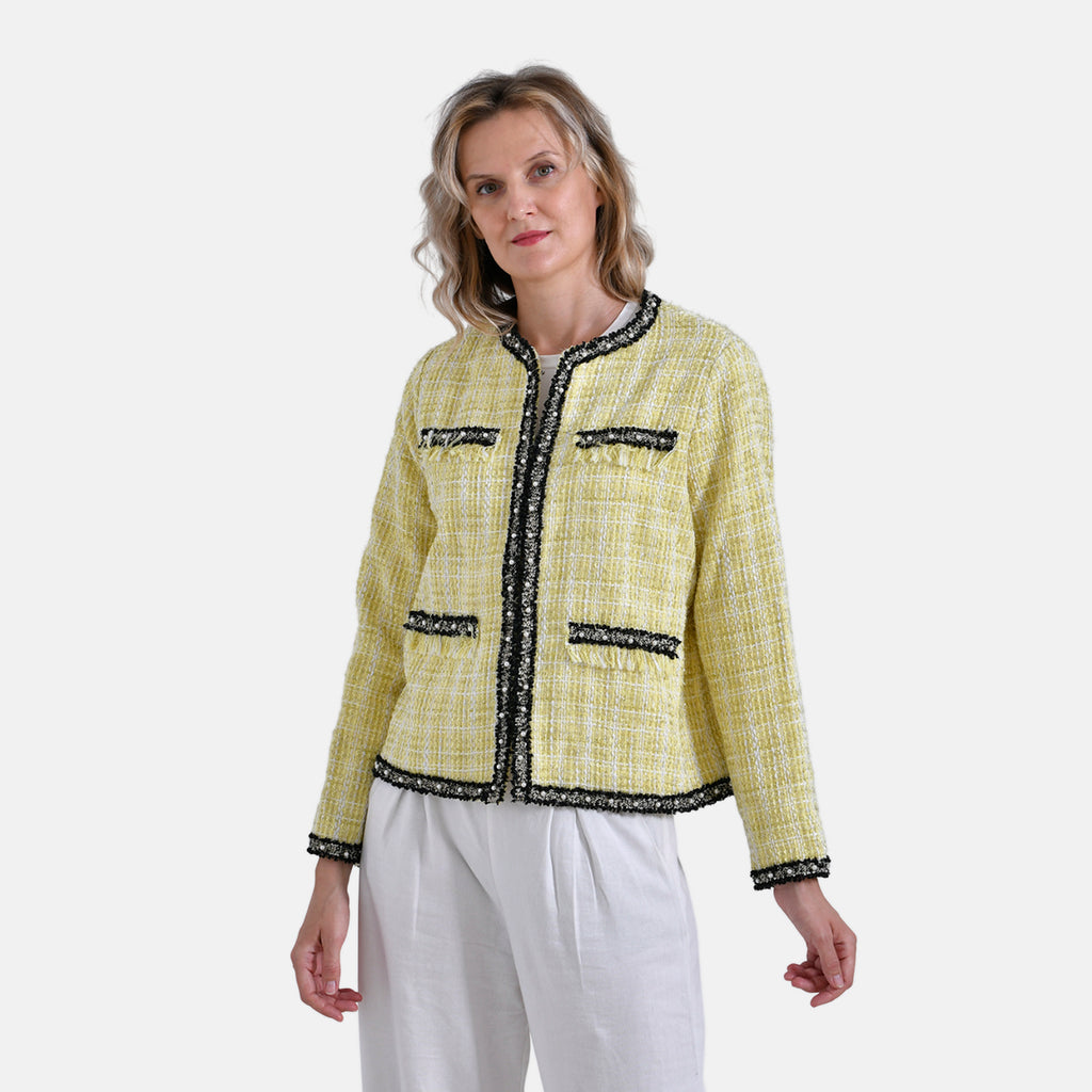 La Marey Classic Twill Jacket with Decorative Pockets (Size L, 16-18) - Yellow_7932569_3