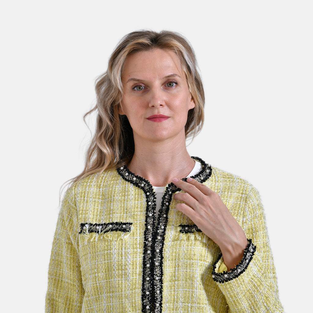 La Marey Classic Twill Jacket with Decorative Pockets (Size L, 16-18) - Yellow_7932569_5