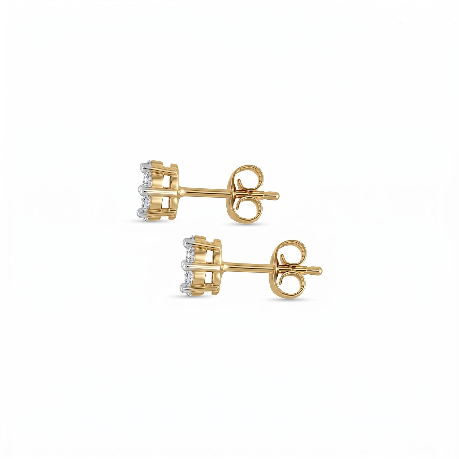 LUXURIANT 0.50 Ct. Lab Grown Diamond Floral Stud Push Post Earrings in 18K Yellow Gold Vermeil Plated Sterling Silver 7932688 4