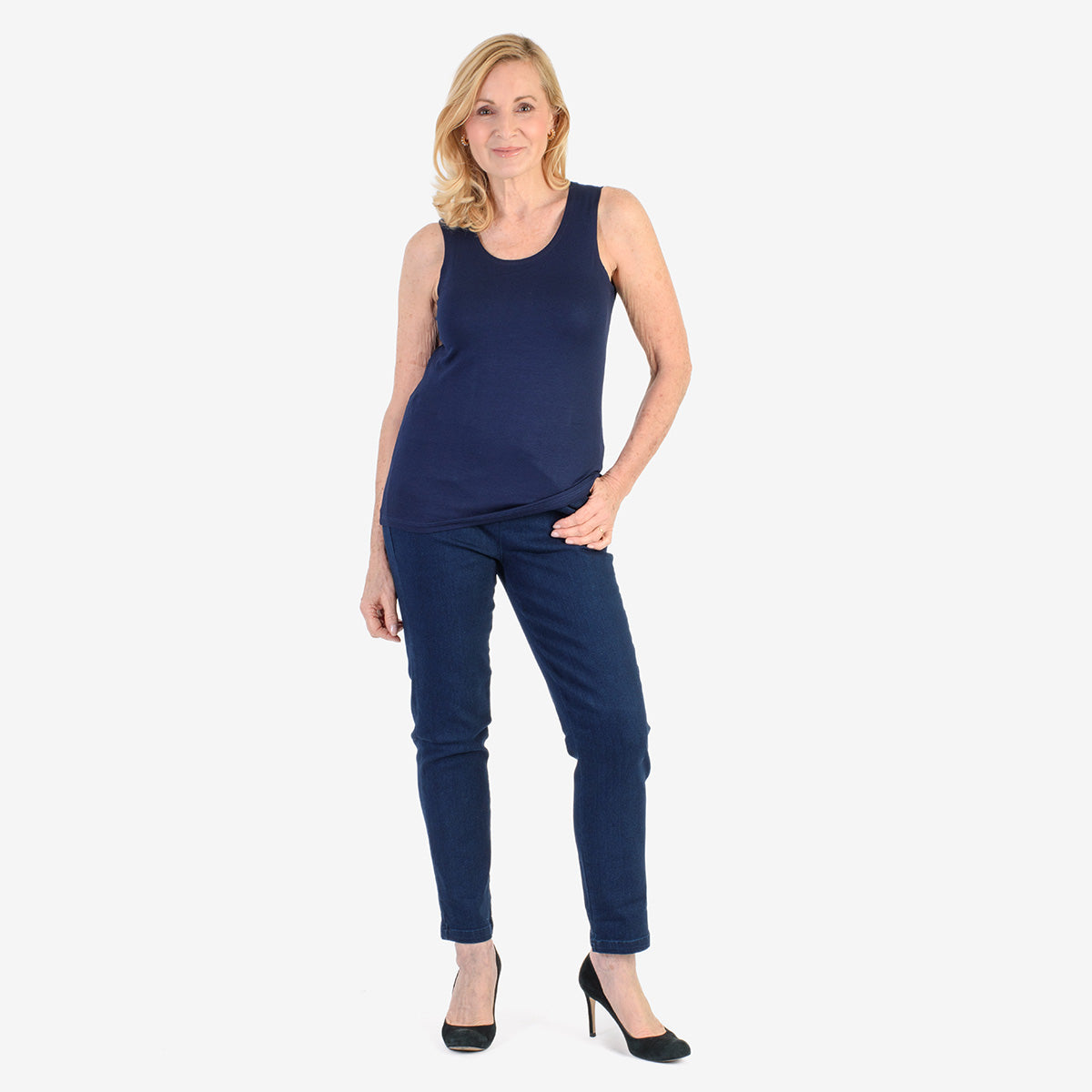 Tamsy Womens Regular Fit Sleeveless Tank Top (Size L) - Dark Blue V32516685 0
