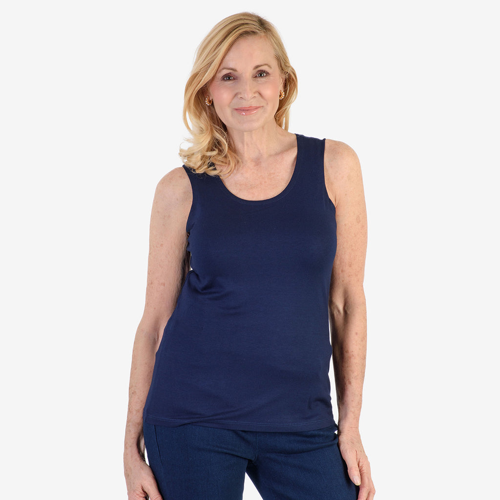 Tamsy Womens Regular Fit Sleeveless Tank Top (Size L) - Dark Blue_7933185_4