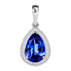 RHAPSODY - 950 Platinum AAAA Tanzanite (Pear 5.22 Ct) & Natural Diamond (VS-E-F) Pendant 5.61 Ct.