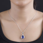 RHAPSODY - 950 Platinum AAAA Tanzanite (Pear 5.22 Ct) & Natural Diamond (VS-E-F) Pendant 5.61 Ct.