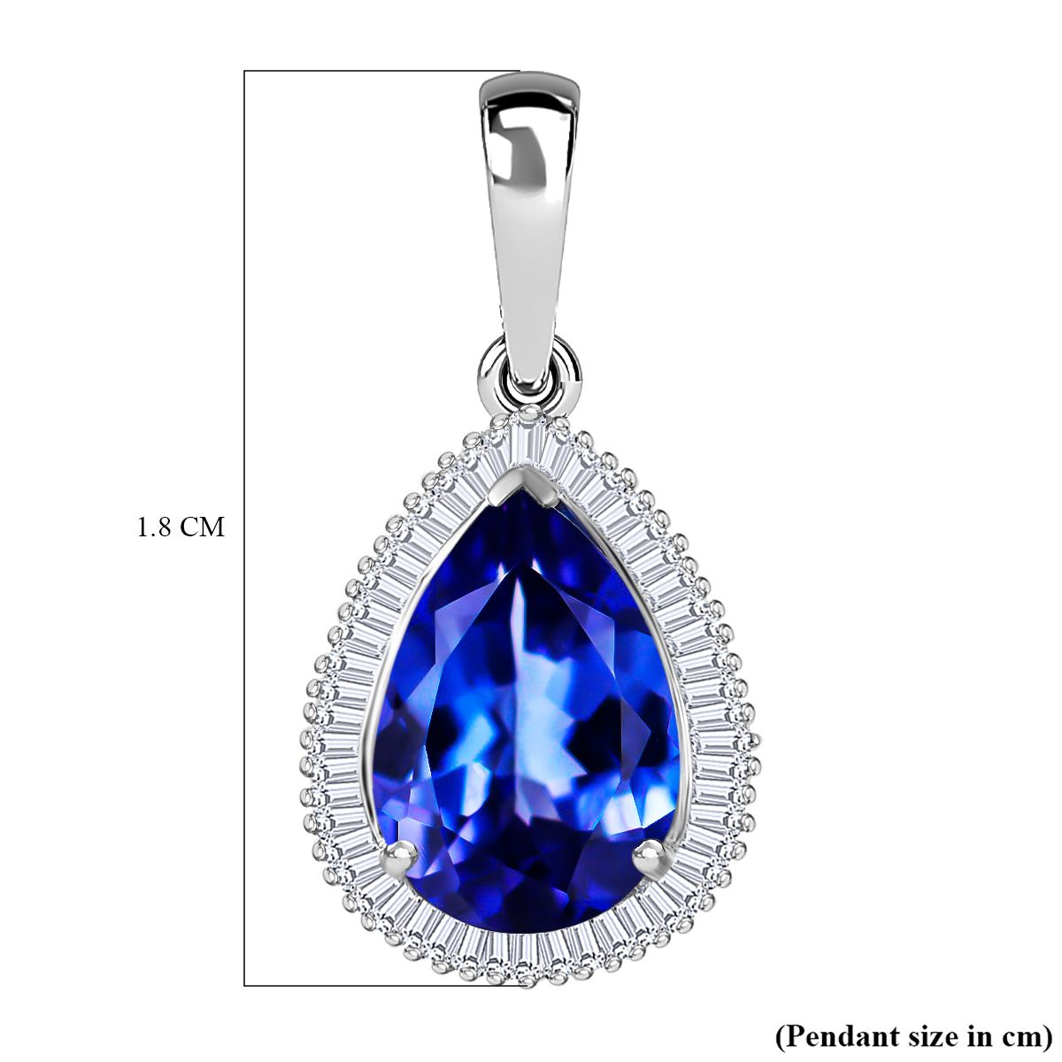 RHAPSODY 5.46 Ct. AAAA Tanzanite, Diamond Halo Drop Pendant in 950 Platinum (VS/E-F) 7934189 6
