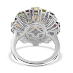 Ethiopian Opal & Multi Gemstones Cluster Ring in Rhodium Overlay Sterling Silver 5.37 Ct_7934828_4
