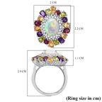 Ethiopian Opal & Multi Gemstones Cluster Ring in Rhodium Overlay Sterling Silver 5.37 Ct_7934828_5