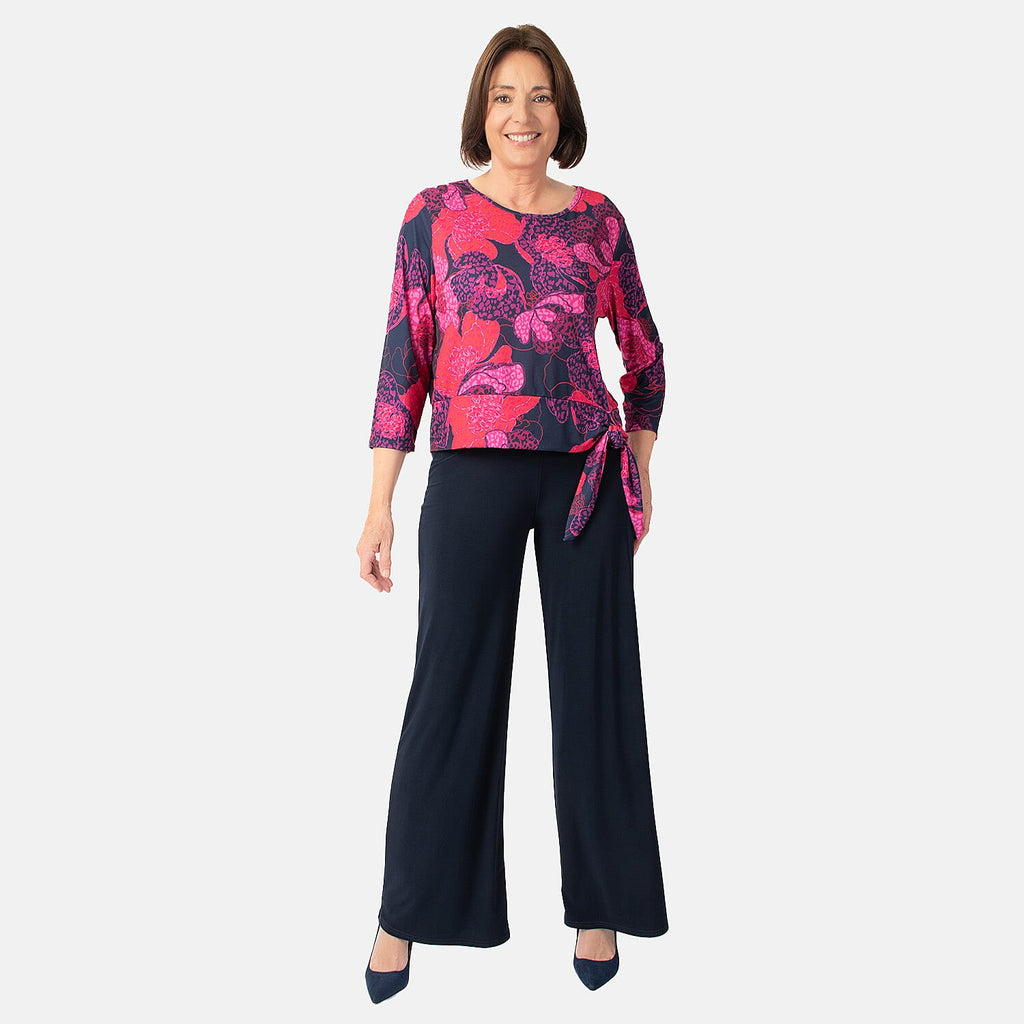 La Marey Print Side Knot Detail Top (Size M, 12-14) - Abstract_7935229