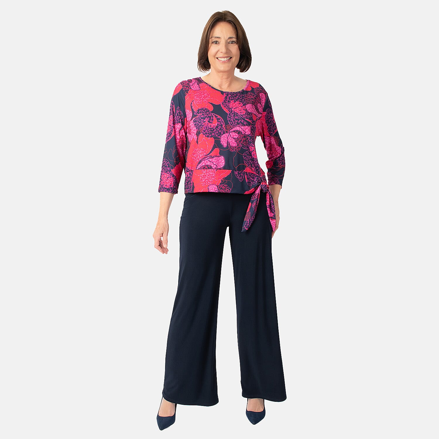 La Marey Print Side Knot Detail Top V32521127 0