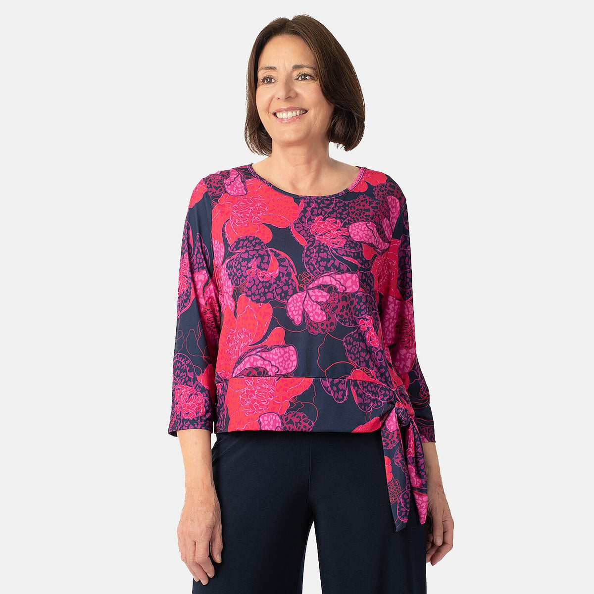 La Marey Print Side Knot Detail Top V32521127 1