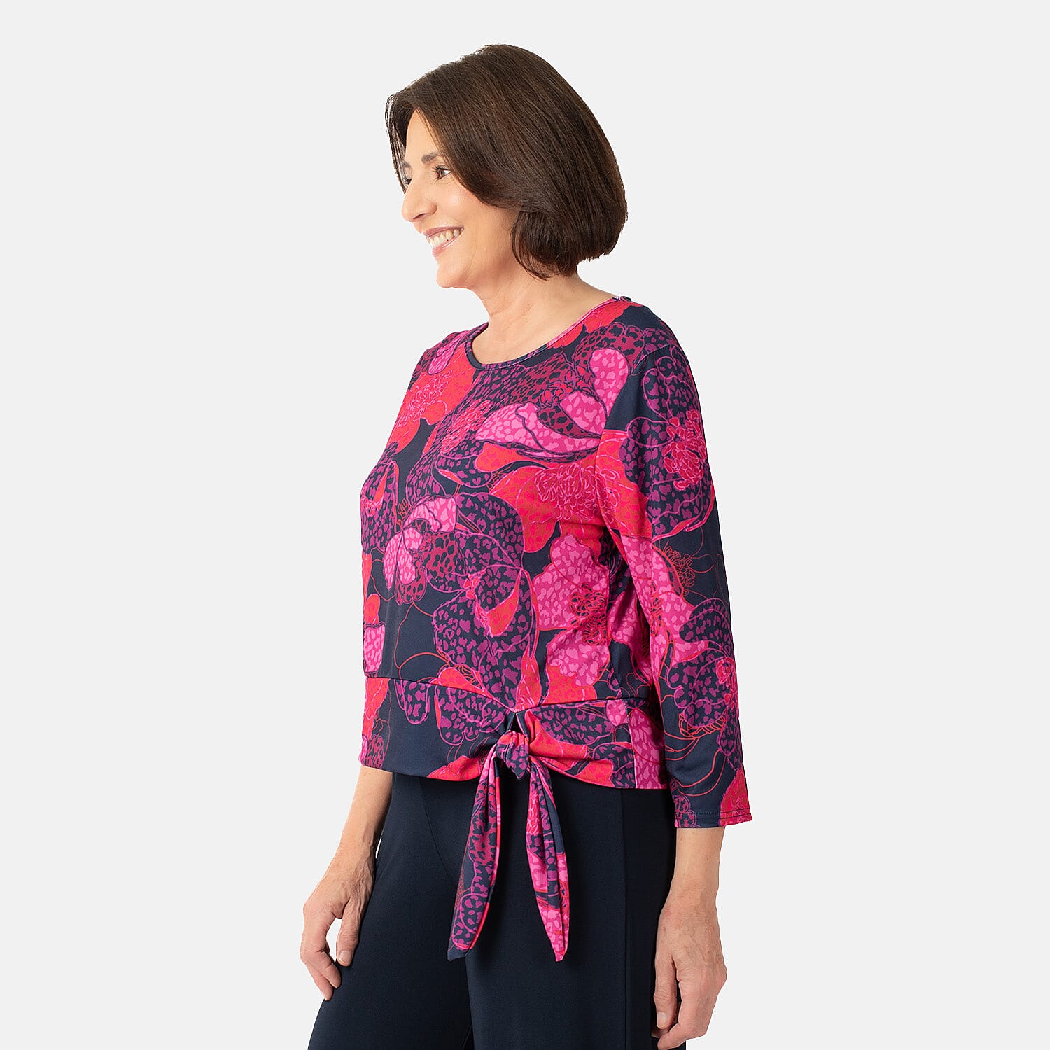 La Marey Print Side Knot Detail Top V32521127 2