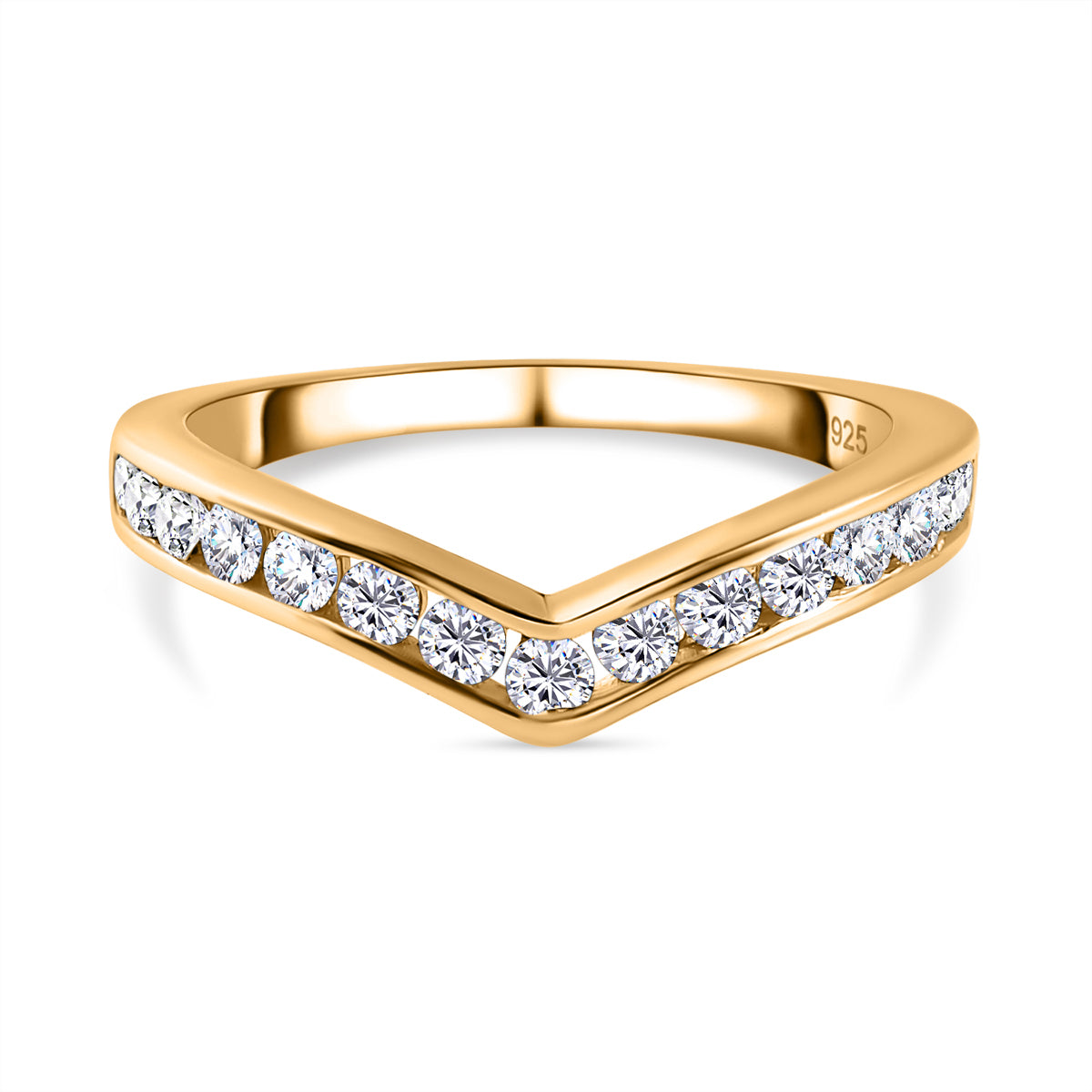 LUXURIANT 0.5 Ct. Lab Grown Diamond Wishbone Ring in 18K Yellow Gold Vermeil Sterling Silver 7935672 0