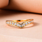 Luxuriant Collection - First Time Ever - SI/G-H Lab Grown Diamond Wishbone Ring in 18K Vermeil Yellow Gold Plated Sterling Silver 0.50 Ct._7935672_3