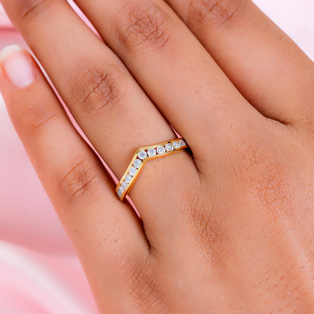 Luxuriant Collection - First Time Ever - SI/G-H Lab Grown Diamond Wishbone Ring in 18K Vermeil Yellow Gold Plated Sterling Silver 0.50 Ct._7935672_4