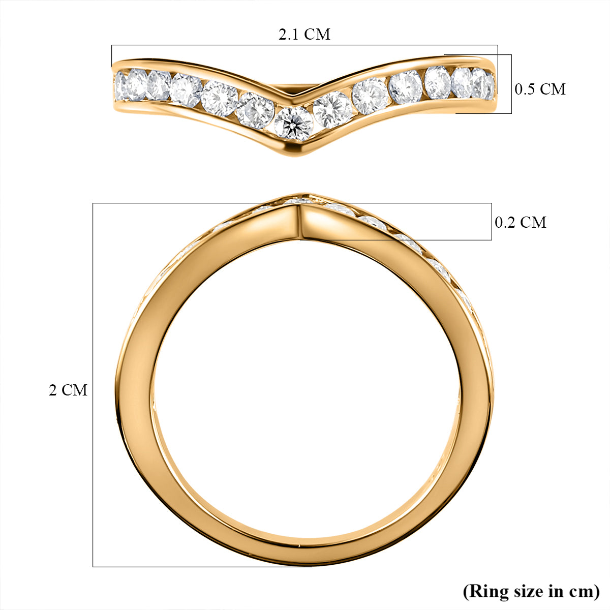 LUXURIANT 0.5 Ct. Lab Grown Diamond Wishbone Ring in 18K Yellow Gold Vermeil Sterling Silver 7935672 7