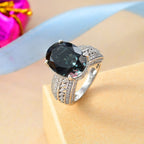 Alexandrite Colour Quartz & White Zircon Ring in Rhodium Overlay Sterling Silver 11.06 Ct, Silver Wt. 6.62 Gms._7936115_1