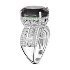 Alexandrite Colour Quartz & White Zircon Ring in Rhodium Overlay Sterling Silver 11.06 Ct, Silver Wt. 6.62 Gms._7936115_3