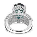 Alexandrite Colour Quartz & White Zircon Ring in Rhodium Overlay Sterling Silver 11.06 Ct, Silver Wt. 6.62 Gms._7936115_4
