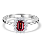 IBADAN Rubellite & Lab Grown Diamond Ring in Rhodium Overlay Sterling Silver_7936416