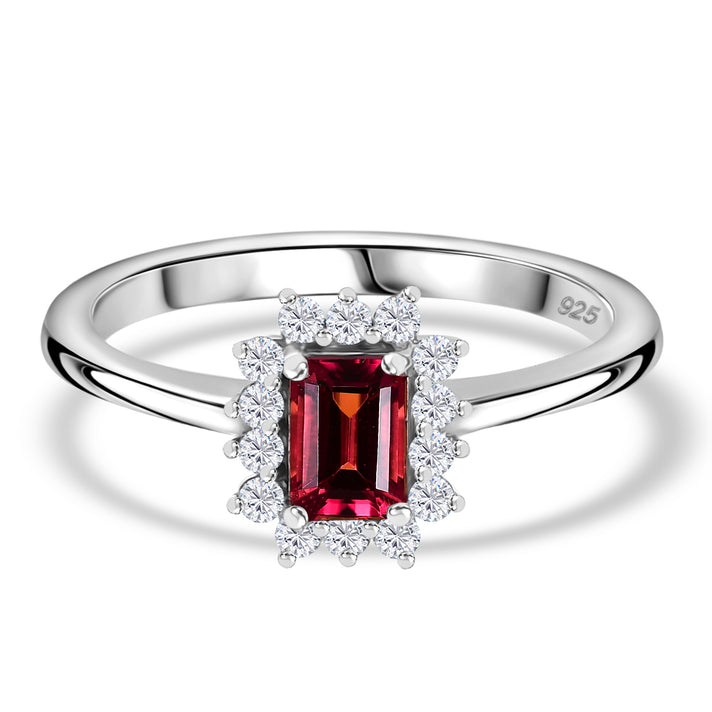 LUXURIANT IBADAN Rubellite and Lab Grown Diamond Solitaire Ring in Rhodium Overlay Sterling Silver 7936416 1