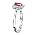 IBADAN Rubellite & Lab Grown Diamond Ring in Rhodium Overlay Sterling Silver_7936416_3