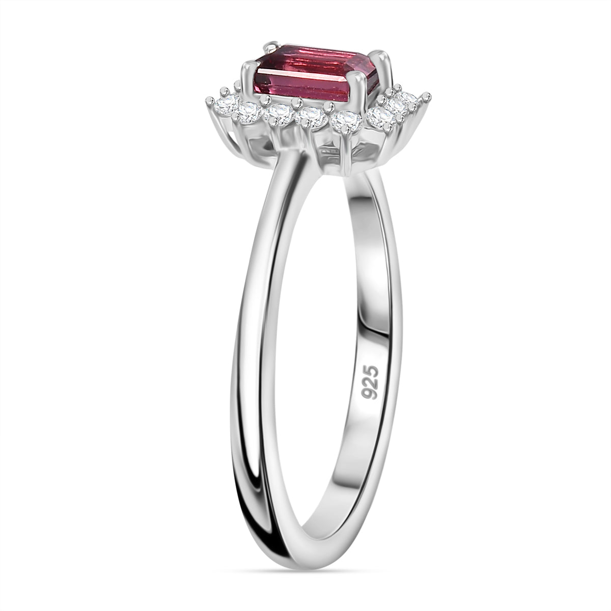 LUXURIANT IBADAN Rubellite and Lab Grown Diamond Solitaire Ring in Rhodium Overlay Sterling Silver 7936416 4