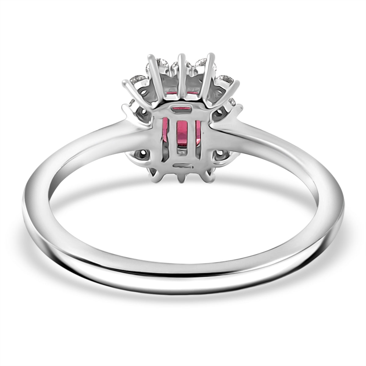 LUXURIANT IBADAN Rubellite and Lab Grown Diamond Solitaire Ring in Rhodium Overlay Sterling Silver 7936416 5