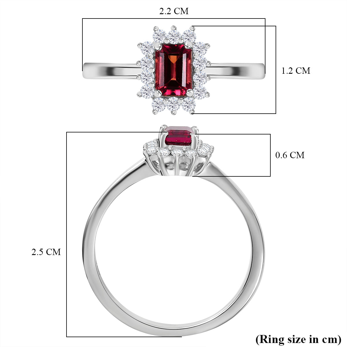 LUXURIANT IBADAN Rubellite and Lab Grown Diamond Solitaire Ring in Rhodium Overlay Sterling Silver 7936416 6
