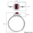 IBADAN Rubellite & Lab Grown Diamond Ring in Rhodium Overlay Sterling Silver_7936416_5