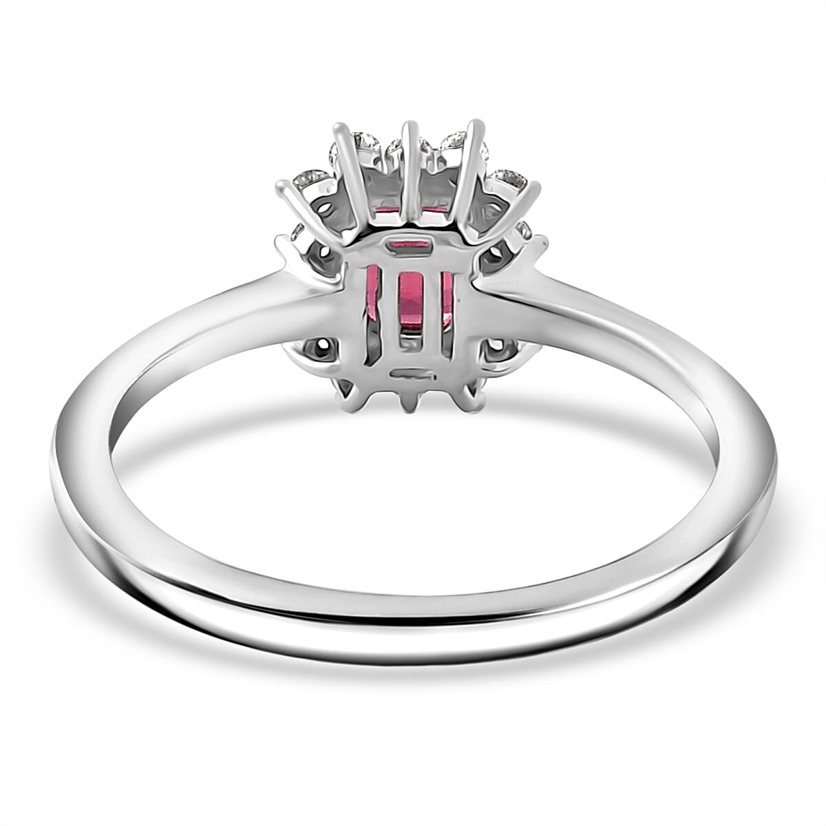 LUXURIANT IBADAN Rubellite and Lab Grown Diamond Solitaire Ring in Rhodium Overlay Sterling Silver V32686937 5