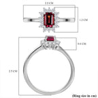 IBADAN Rubellite & Lab Grown Diamond Ring in Rhodium Overlay Sterling Silver_7936418_5