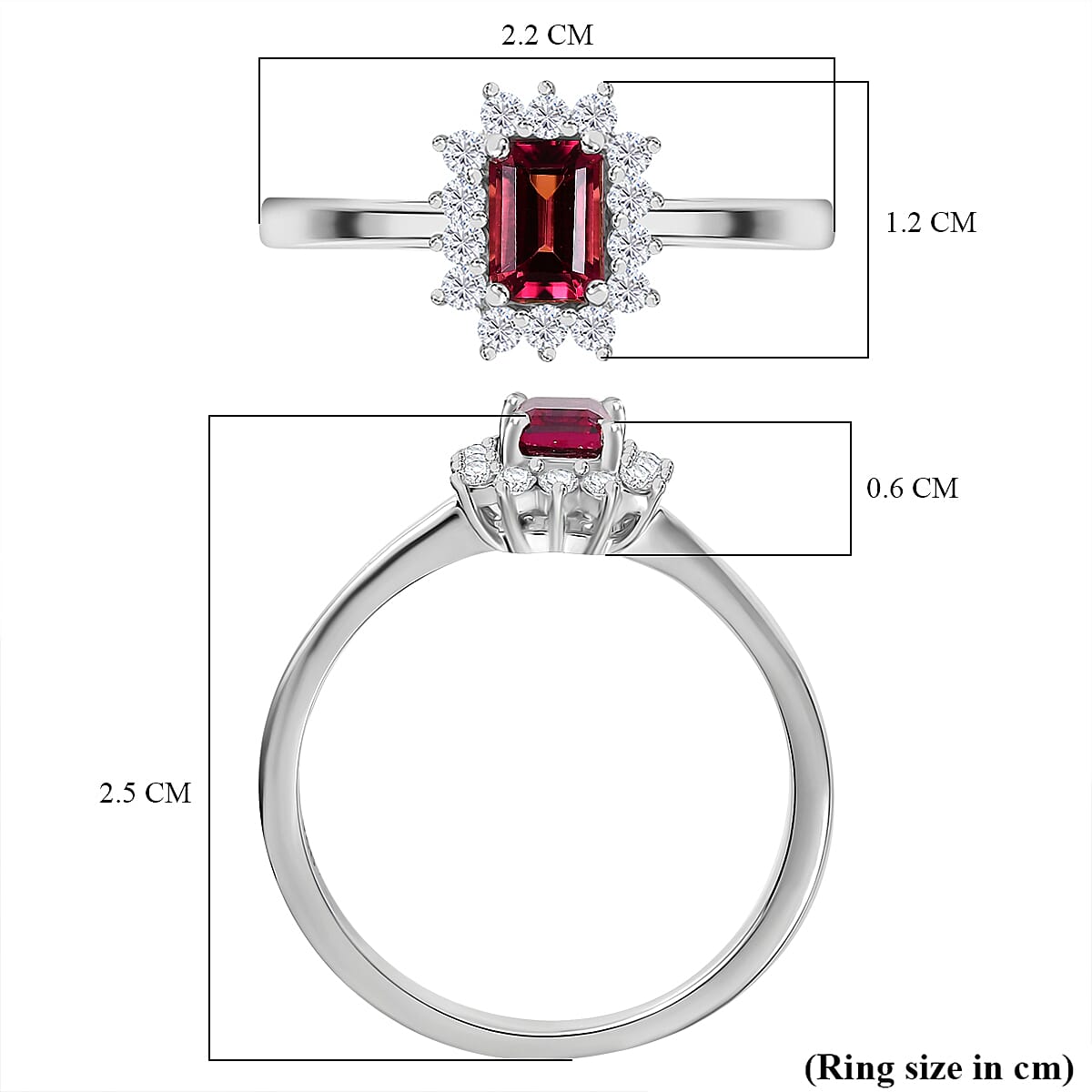 LUXURIANT IBADAN Rubellite and Lab Grown Diamond Solitaire Ring in Rhodium Overlay Sterling Silver V32686937 6