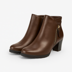 Emma Amy Ladies Block Heel Ankle Boots (Size 4) - Brown_7936847