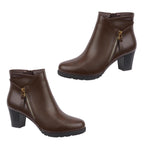 Emma Amy Ladies Block Heel Ankle Boots (Size 4) - Brown_7936847_2