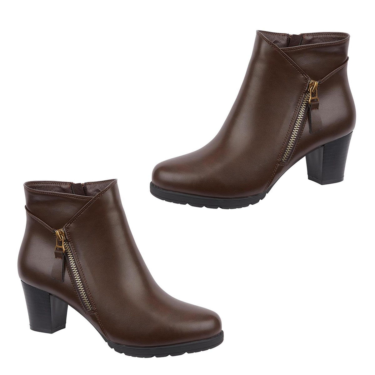 Emma Ladies AMY Mid Heel Ankle Boots (Size 4) - Brown 7936847 2