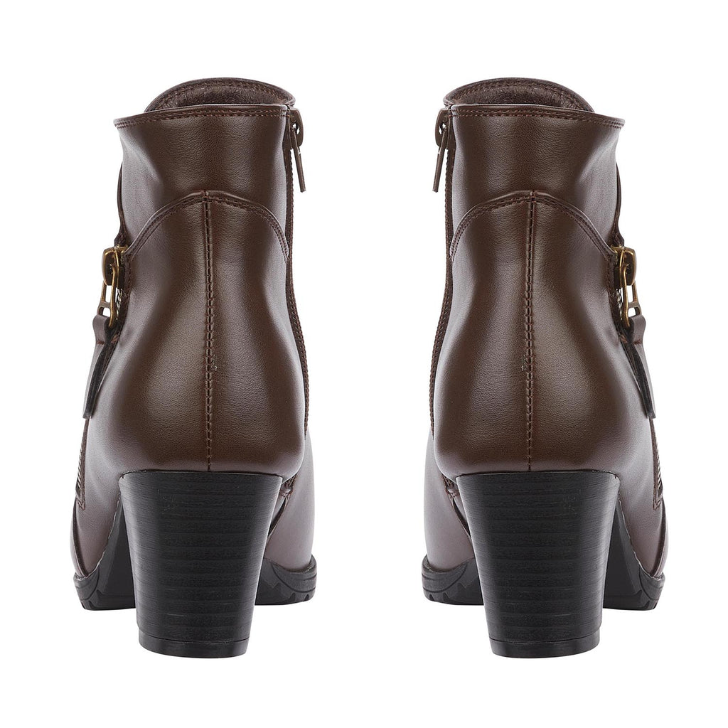 Emma Amy Ladies Block Heel Ankle Boots (Size 4) - Brown_7936847_3