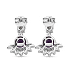 Concave Cut Zambian Amethyst & White Topaz Solitaire Stud Push Post Earring in Rhodium Overlay Sterling Silver. 3.088  Ct._7938517_5